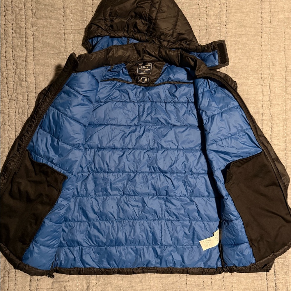Black Abercrombie & Fitch puffer jacket xtra Large Water resistant fabric WOW - Picture 3 of 7
